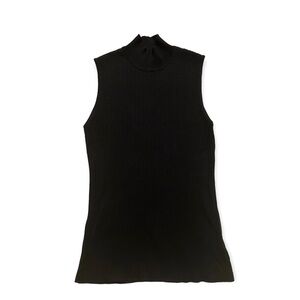 Madison Grey Ribbed Sleeveless Turtleneck Black Medium​​​